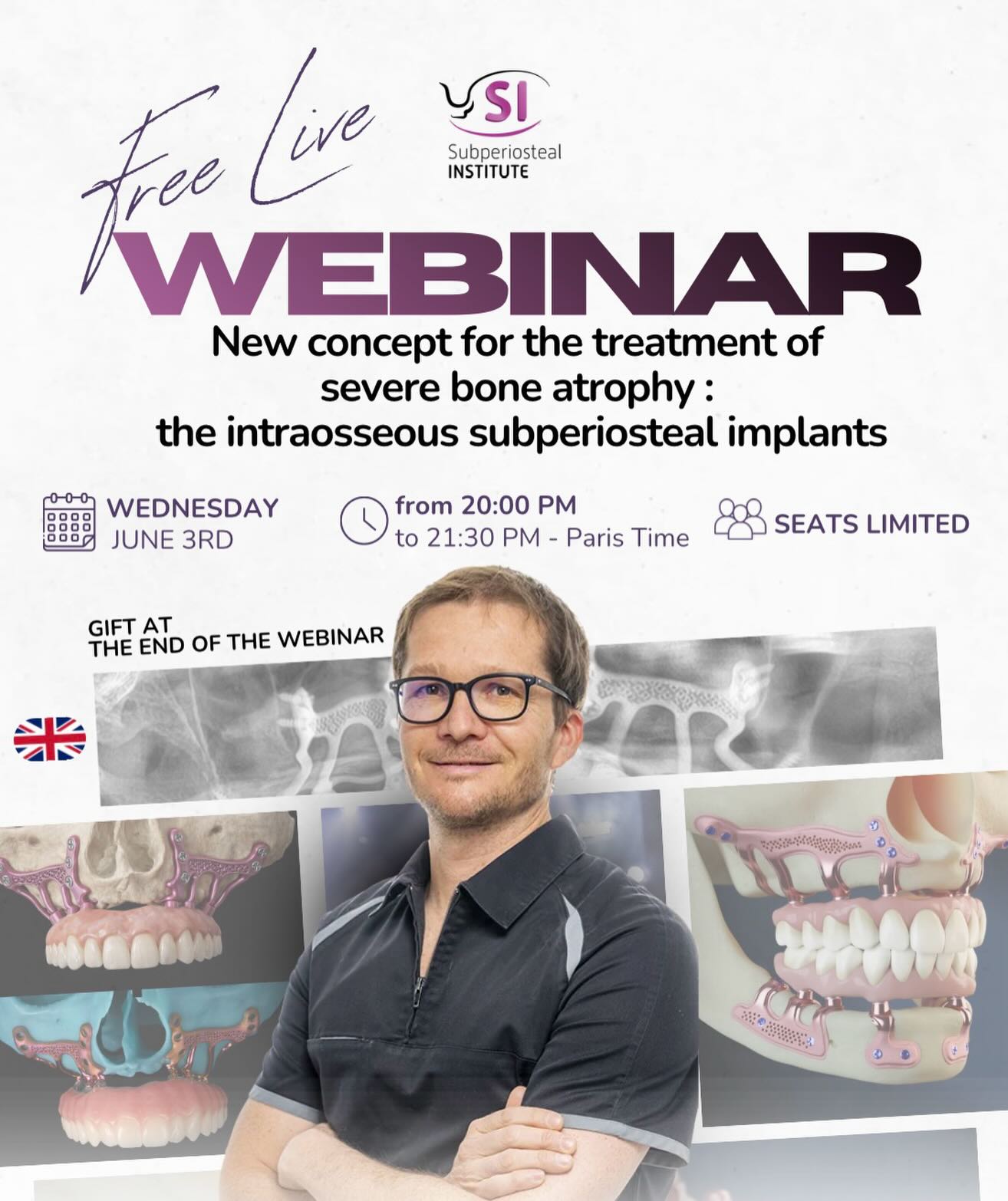 🚀 FREE LIVE WEBINAR & LIVE Q&A
Managing severe bone atrophy is one of the greatest challenges in modern implantology. Ready to elevate your practice? 💡
Join us live to explore a revolutionary clinical approach: the intraosseous subperiosteal implants!
🎨 What you will learn:
✅The core principles behind this innovative therapeutic concept.
✅How to successfully treat extreme atrophy cases without heavy bone grafting.
✅Step-by-step clinical protocols and real case studies.
✅ LIVE Q&A SESSION:
📅 Save the Date:
🗓️ Wednesday, June 3rd
🕗 20:00 PM (Paris Time)
🇬🇧 Full English session
🎁 A special gift will be shared at the very end of the webinar!
⚠️ SEATS ARE LIMITED : Secure your spot to participate in the live discussion.
👉 Click the link in our bio to reserve your seat right now! 🔗
#implantology #subperiosteal #dentistery #webinars #oralsurgery