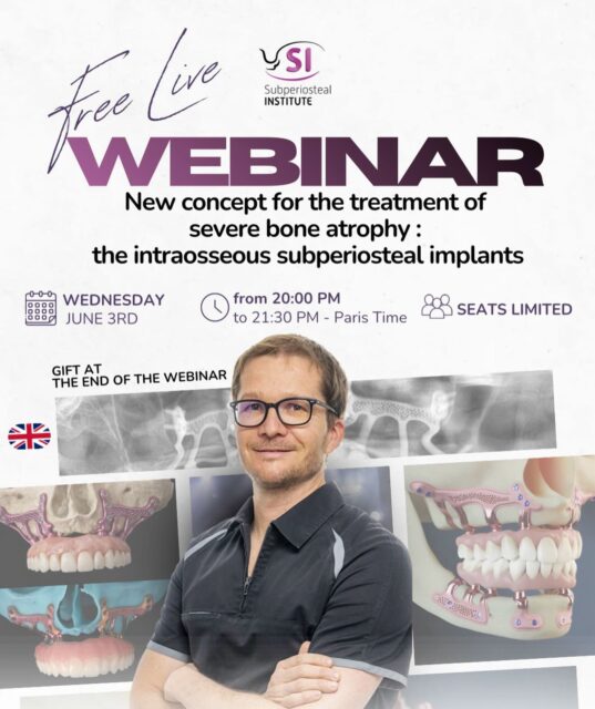 🚀 FREE LIVE WEBINAR & LIVE Q&A
Managing severe bone atrophy is one of the greatest challenges in modern implantology. Ready to elevate your practice? 💡
Join us live to explore a revolutionary clinical approach: the intraosseous subperiosteal implants!
🎨 What you will learn:
✅The core principles behind this innovative therapeutic concept.
✅How to successfully treat extreme atrophy cases without heavy bone grafting.
✅Step-by-step clinical protocols and real case studies.
✅ LIVE Q&A SESSION:
📅 Save the Date:
🗓️ Wednesday, June 3rd
🕗 20:00 PM (Paris Time)
🇬🇧 Full English session
🎁 A special gift will be shared at the very end of the webinar!
⚠️ SEATS ARE LIMITED : Secure your spot to participate in the live discussion.
👉 Click the link in our bio to reserve your seat right now! 🔗
#implantology #subperiosteal #dentistery #webinars #oralsurgery